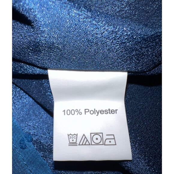 Sheer-Lined Blue Polka Dot Womens Blouse XL - Picture 3 of 5